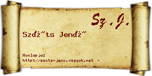 Szőts Jenő névjegykártya