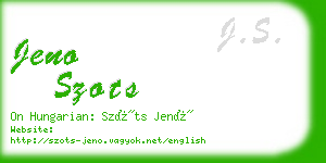 jeno szots business card